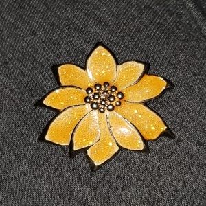 Vintage Avon yellow sparkle poinsetta brooch pin